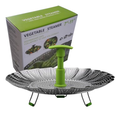 Multipurpose Folding Stainless Steel Food Steamer Basket with Extendable Handle